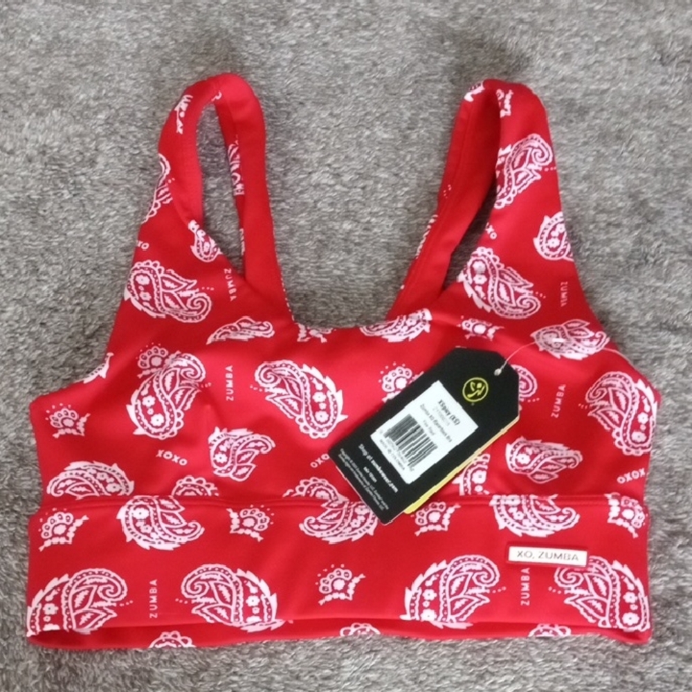 Zumba NWT racerback bra bandana print